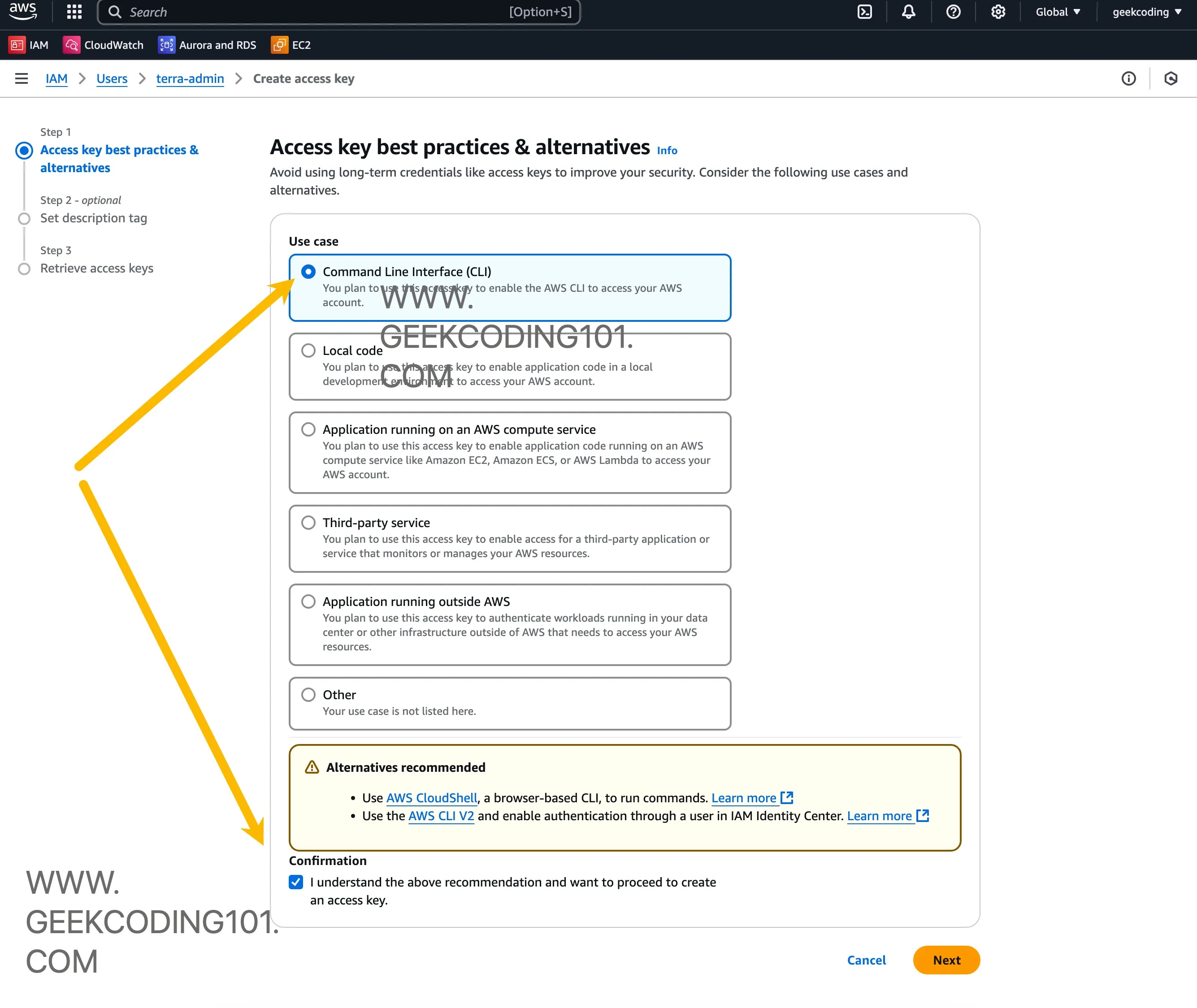 create AWS IAM user access id and secret key create AWS IAM user access id and secret key