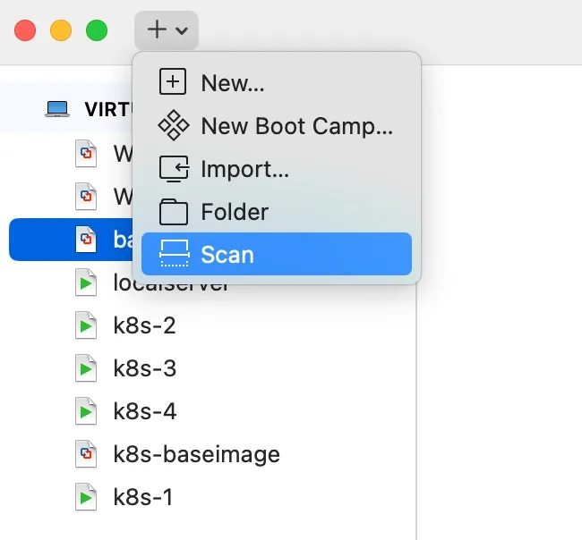 VMFusion scan new vm