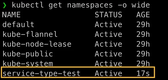 added new namespaces "service-type-test"