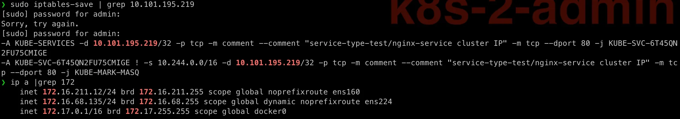 display iptables added for clusterip