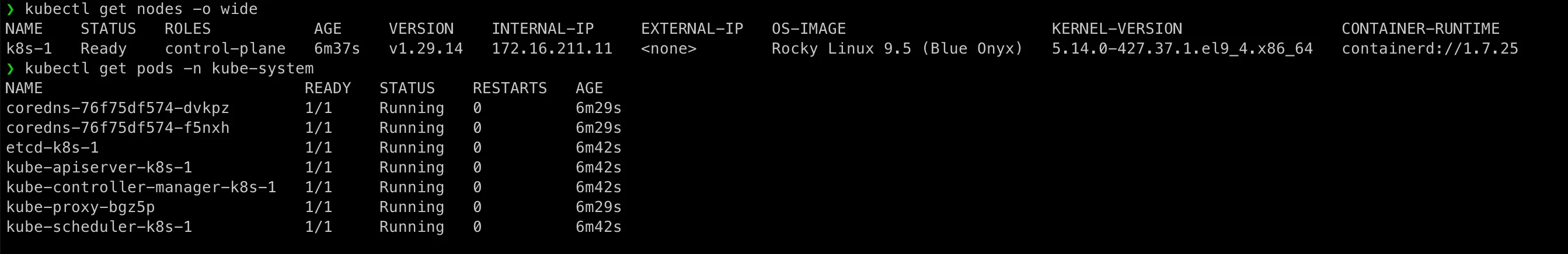check kubernetes status after init