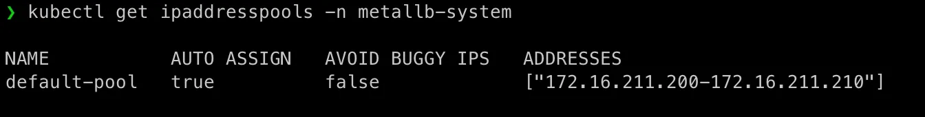 check metalb ipaddresspool