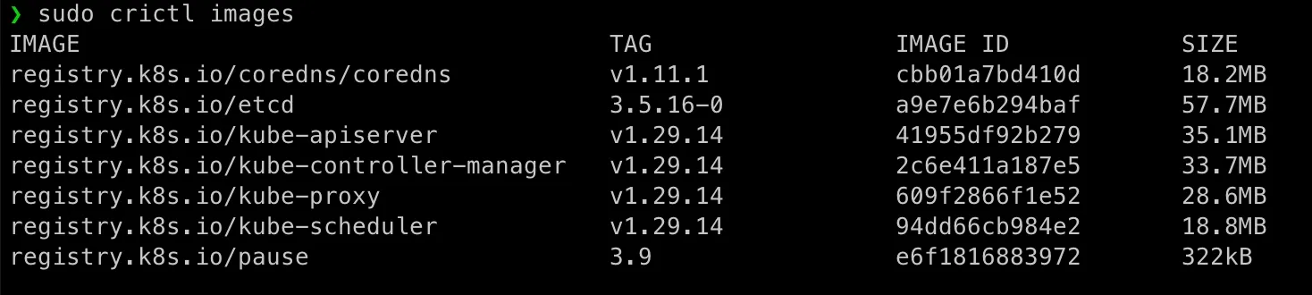 run crictl images for the first time
