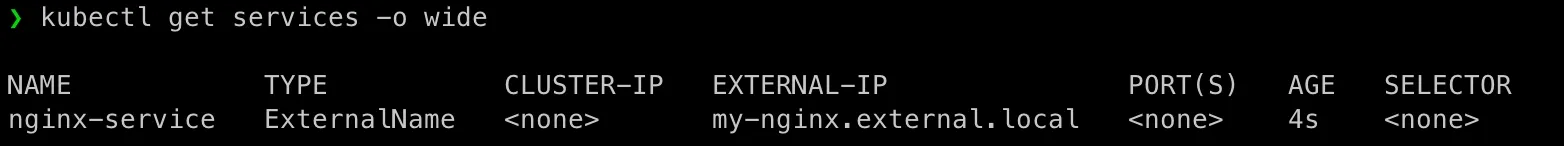 externalname service is running