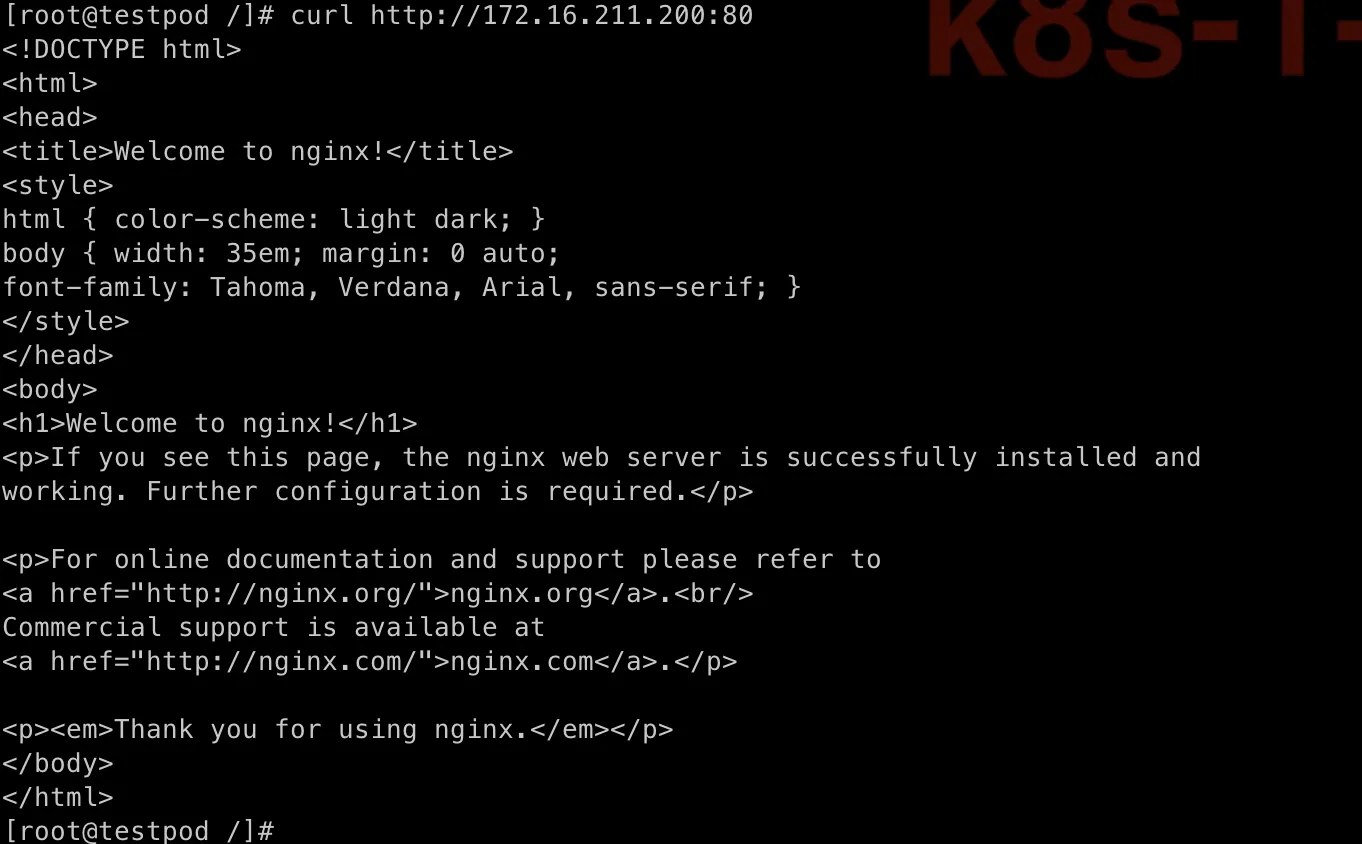 loadbalancer is working in-testpod