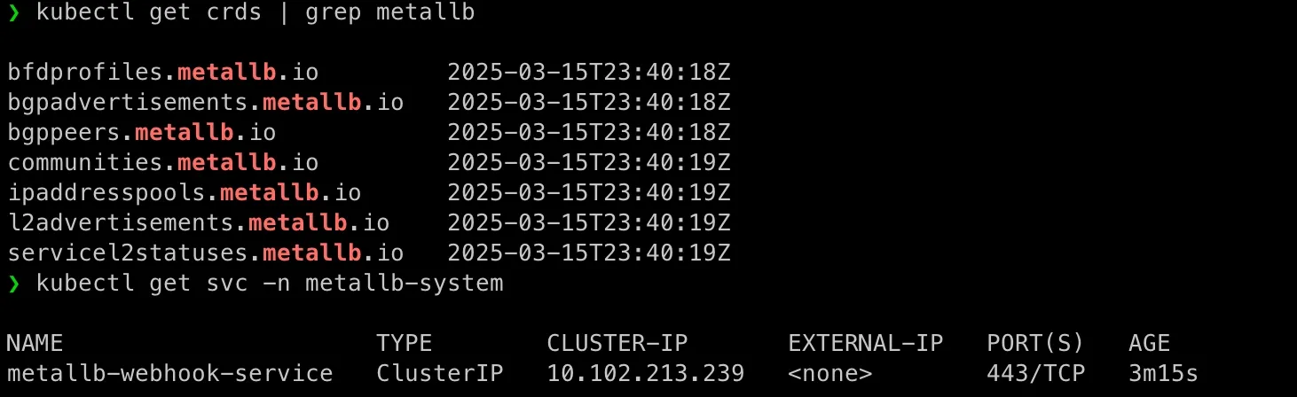 metalb system crds svc running