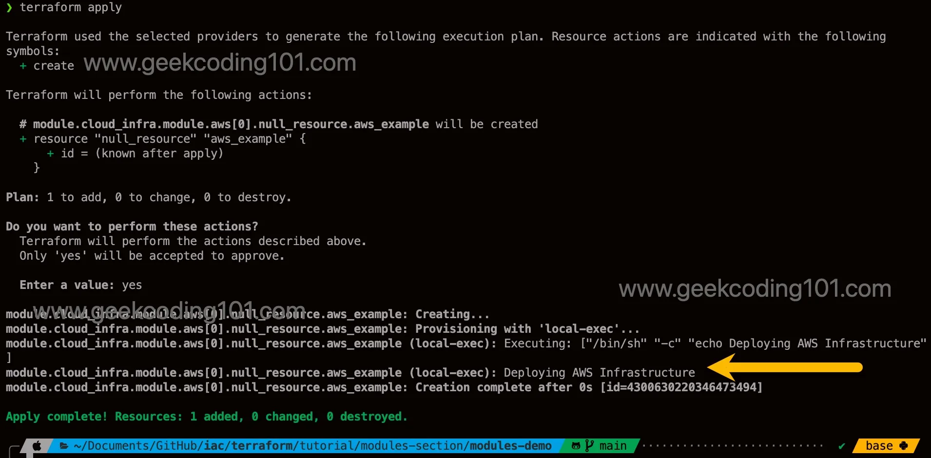output of terraform apply
