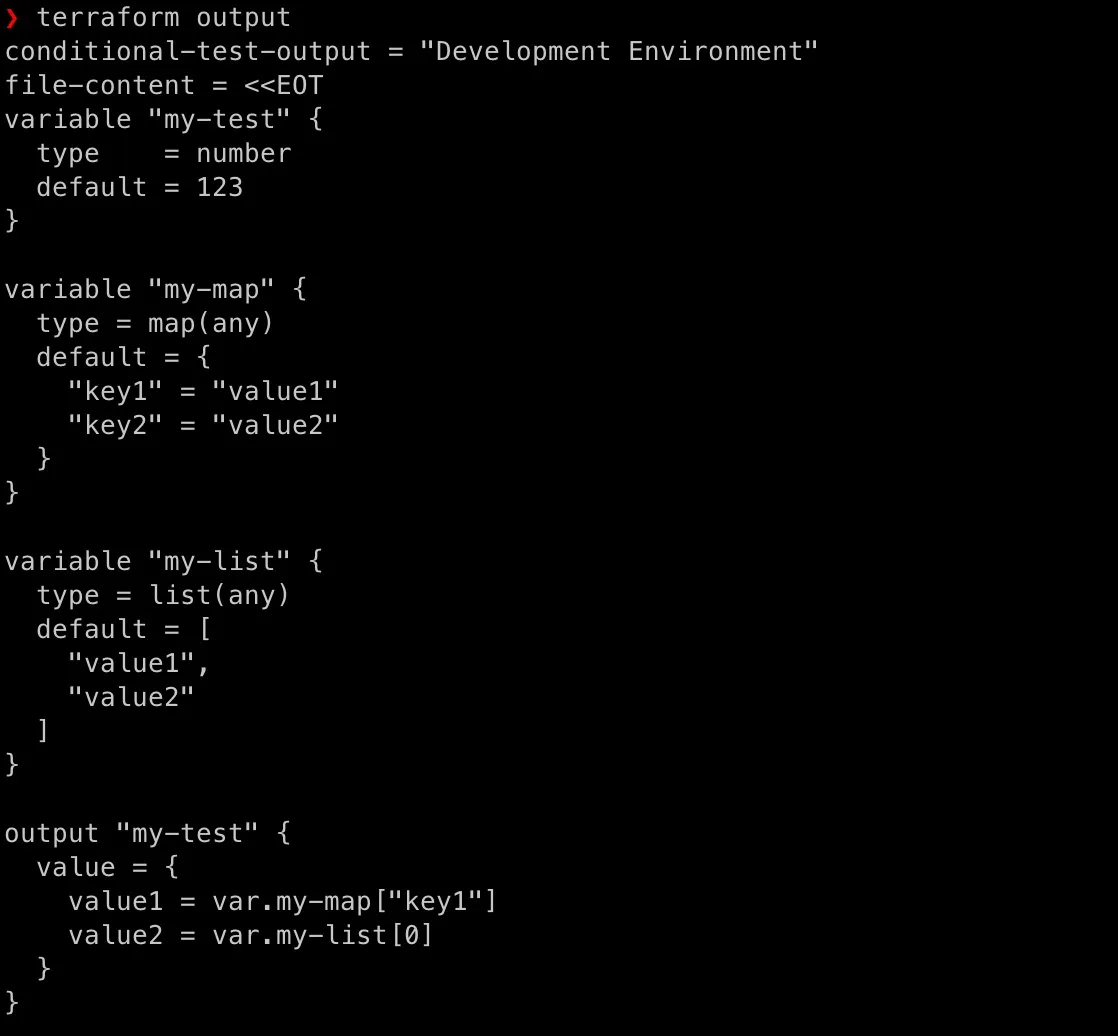 perform terraform output on test-var.tf perform terraform output on test-var.tf