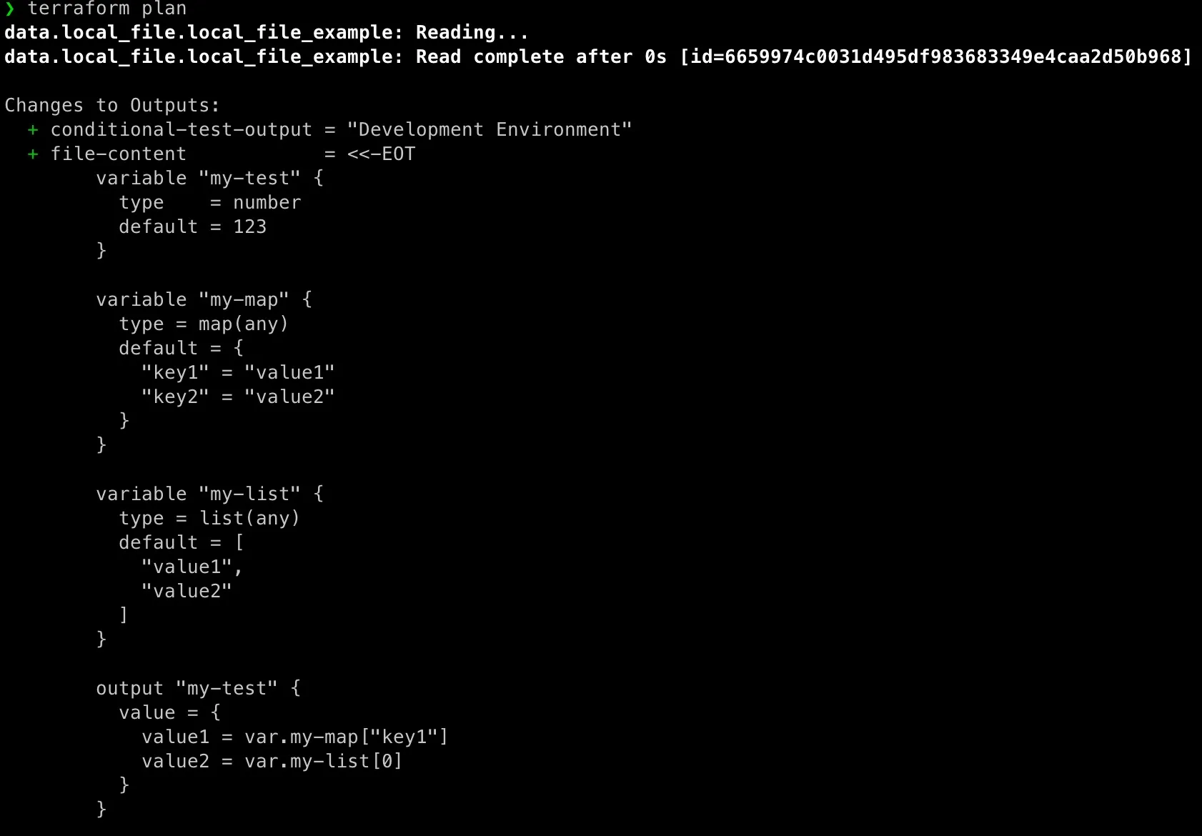perform terraform plan on test-var.tf perform terraform plan on test-var.tf